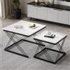 Merax Set di 2 tavolini da salotto, quadrati, effetto marmo, lucido, piedini regolabili in altezza, portata fino a 30 kg, divano 60 x 60 x 45 cm e 45 x 45 x 40 cm