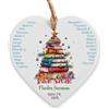 Generico Idea Regalo per Natale per la maestra - Cuore in Ceramica Personalizzato Tema di Natale con Nomi (Albero di Libri)