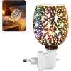 EQULIUS Lampada elettrica profumata, lampada profumata elettrica a forma di fuoco stellato, lampada aromatica in vetro, lampada a cera profumata, luce notturna a LED multicolore per camera da letto