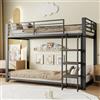 Gojyjqytupo 90 x 200 cm, letto a castello in metallo con ripiani in legno | Robusto letto matrimoniale per bambini e ragazzi, colore nero