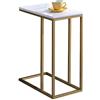 IDIMEX Debora - Tavolino da salotto, rettangolare, struttura in metallo e piano in MDF in oro/bianco, stile retrò