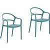Rebecca Mobili Set 2 Sedie da Esterno, Sedie Impilabile, Blu Petrolio, Polipropilene, Salvaspazio, Stile Moderno, per Interno o Giardino - Misure HxLxP: 81 x 57 x 51,5 cm - Art. RE7193V3M2