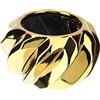 Hervit Vaso Decorativo Tecno in Ceramica Effetto Ondulato Oro Lucido Ø15x9 cm