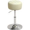 HOMCOM Sgabello Bar con Altezza Regolabile, Sgabello Cucina Alto in Pelle PU con Seduta Morbida Spessa, Base in Metallo, Girevole a 360°, per Penisola, Bianco