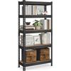 SONGMICS Scaffale a 5 ripiani, per studio, montaggio senza bulloni, ripiani regolabili, 30 x 75 x 150 cm, portata 875 kg, per capannone, magazzino, cantina, cucina, marrone rustico GLR300B11