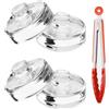 YOYEAH Set Fermentazione 5 Pezzi: 4 Pesi in Vetro (7 cm) e 1 Pinze Silicone Rosso per Crauti, Kimchi e Verdure | Pesi per Fermentazione Sicura e Igienica