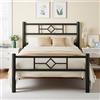 FEONASE Letto in metallo 90 x 200 cm, letto 90 x 200 cm, con testiera e pediera, telaio in metallo massiccio, cassettiera sottoletto, facile da montare, nero