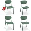 MOHOME Sedia Verde Oliva Polipropilene Set da 4 Premium Quality Impilabili Design Ergonomico Minimalista Dimensioni 79 x 54,5 x 46 cm Interno Esterno Casa Ufficio Bar Ristorante