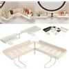 Generico Organizer da bagno regolabile sopra il lavandino, crema x 1: 50 cm | Scaffale pieghevole in acciaio per lavello, per piano di lavoro, facile da riporre e salvaspazio