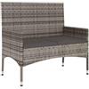 vidaXL Panca da Giardino a 2 Posti con Cuscini in Polyrattan Grigio