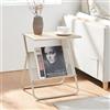 [en.casa] Tavolino Laterale da Divano con Portariviste Integrato Tavolino da caffè con Struttura in Metallo e Piano in MDF 48 x 40 x 30 cm Beige/Effetto Rovere