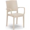 REDÒKASA Sedia con braccioli in polipropilene FLORA, MADE IN ITALY, impilabile, resistente ai raggi UV, design moderno, ideale per interno ed esterno (1, Corda - Con Braccioli)