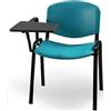 KARISMA - ISO Point D/2 + TAV, Sedia in Plastica Ufficio/Scuola più Tavoletta Ribaltina Scrittoio, Verde Acqua