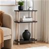 [en.casa] Scaffale da Terra a 3 Ripiani Nero 62x40x18 cm | Mensola Autoportante 3 Livelli Piani Libreria Multiuso Soggiorno Ingresso Cucina Barre in Legno Massello Portaoggetti