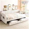 NNJN Divano letto imbottito, 90 x 190 cm, classico motivo a quadri, scomparti sui lati del letto, due cassetti sotto il letto, per gli ospiti o come letto singolo, tessuto in velluto, beige