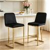 Relbiety Set di 2 Sgabelli da bar in Velluto Stile Industriale,Nero | Sgabelli Cucina con schienale,Piedi in metallo dorato,Per cucina o bancone da bar con altezza da 86 a 91 cm.