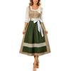 Generisch Dirndl per l'Oktoberfest, da donna, con chiusura lampo frontale, taglie forti, elegante, in stile retrò, colletto lungo, semplice, tradizionale e alla moda, per feste tradizionali, Oktoberfest