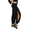 Ready4Dance Pantalone Lisbona Donna da Ballo con Spacco Laterale - Elegante e Comodo - Maglina Elasticizzata - libertà di Movimento - Danza Latina Tango - Made in Italy - Nero XS-XL