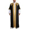 Generisch Abiti musulmani Uomo Stampa Caftano Islamico Royalty Dubai Robe Scollo A O Maniche Lunghe Retro Tuniche Abaya Abito Da Preghiera Ricamo Ramadan Tunica Per Relax Per La Vita Di Tutti I Giorni, O nero