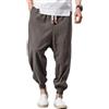 Generico Kirakuco Pantaloni Uomo Giapponesi Leggeri Baggy Harem Pants in Cotone e Lino Larghi Casual Pantaloni Estivo Traspirante Pantalone Giapponese Pantaloni Lunghi da Yoga e Spiaggia Moda 2026