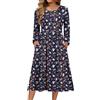 Zeagoo Abito da donna a maniche lunghe, lavorato a maglia, scollo rotondo, abito autunnale, linea ad A, abito casual con tasche