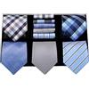 HISDERN Set 5 PCS Cravatta Uomo - Tinta Unita, Pois, Quadri, Righe - Fazzoletto Incluso - Per Festa e Matrimonio