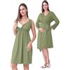 SUNNYBUY Camicia da notte premaman e allattamento con vestaglia, 2 pezzi | Biancheria da notte 3 in 1, per la nascita e il letto settimanale, adatta all'allattamento, vestaglia con tasche