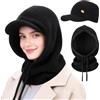 AYPOW Donna Inverno Termico Cappelli in Maglia e Sciarpe, 2 in 1 Caldo Antivento Regolabile Passamontagna con Scaldacollo, Moda Cappello con Visiera Cappuccio Berretto per Sport all'Aria Aperta