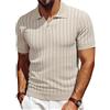 Les umes Polo a maniche corte da uomo, lavorata a maglia, con scollo a V, estiva, casual, traspirante