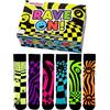 United Oddsocks Confezione regalo RAVE ON 6 Odd Socks | UNISEX UK 5-10 | EUR 38-44 | US 6-11, Multicolore, Taglia unica