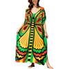 L-Peach Stampa Abito da Spiaggia Maxi Donna Copricostume da Bagno Kaftano Lungo Vestito Kimono Mare Spiaggia
