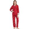 kolipajam Pigiama da donna, 100% cotone, in flanella, comodo pigiama invernale con coulisse in vita