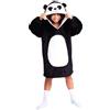 Noxxiez Cuddle Kids - Coperta con cappuccio per bambini, taglia M, motivo: panda, 7-12 anni, colore: nero, oversize, Nero, Extended Oversized