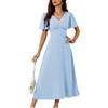 GRACE KARIN Abito Donna Scollo V Maniche Corte a Volant Schiena Quadrata Vestito Linea A Casual Elegante