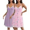 Ekouaer Camicia da Notte Donna Estiva Sexy Spalline Sottili Indumenti da Notte in Pizzo Babydoll Senza Maniche Sottoveste Lingerie S-XXL