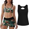 Yutdeng Tankini da Donna in 3 Pezzi Canotte Top e Bikini Push Up e Pantaloncini da Bagno a Vita Alta Costume da Bagno Sportivo Tankini Coprente Contenitivo per Mare Piscina Spiaggia