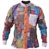 Gheri Little Kathmandu - camicia uomo a toppe in cotone a maniche lunghe casual, maglia senza colletto, Kurta