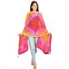 Vrnda Dupatta a fascia da donna realizzata a mano, in seta Tapeta Bandhej Dupatta con bordo in pizzo Gota Patti, sciarpa etnica tradizionale