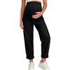 Generic Jeans premaman da donna in denim a gamba larga pantaloni elasticizzati sopra la pancia jeans per gravidanza estivi casual vestibilità ampia pantaloni comodi pantaloni elastici in vita elegante freddo