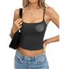 Tomwell Crop Top da donna con imbottiture integrate, doppia fodera, canottiera aderente con spalline sottili, canotta estiva basic Y2K Going Out Top