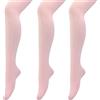 Manzi, 3 paia di collant da donna per balletto e danza, modello basic convertibile
