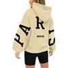 Generic HUIFUAO Paris - Felpa con cappuccio oversize da donna, stampa con lettere nere, maniche lunghe, taglia grande