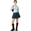 INSAFIANS Gonna a pieghe per uniforme scolastica a quadri scozzesi ragazze donne elastico in vita gonna casual plissettata a tutto tondo