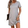 Bresdk Camicia da Notte Taglie Forti Donna Manica Corte Abito da Notte con Tasche Pigiama per Casa e Casuale S-3XL