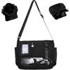Ameble Borsa da Scuola Giapponese Kawaii a Tracolla in Nylon Nero ITA Borsa con Tasca per Display a Spilla Tracolla Regolabile ITA di capacità per Gilrs Donna Scuola Giapponese Nera