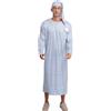 Loodgao Camicia da Notte Uomo a Righe Lunghe Maniche Sonno Veste Ampio vestibilità Henry Sonno Camicie da Notte con Cappello Pigiama Sleepwear Nightwear