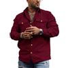 XuanXmy Giacca Camicia in Velluto a Coste da Uomo Moda Vintage Monopetto Doppia Tasca Manica Lunga Cargo Shirt