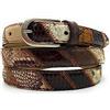 PASSIONE Cintura Sottile in pelle di pitone - Altezza 2 cm - Patchwork diagonale - Colori scuri - Made in Italy