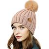 PIOZAED Cappello Invernale da Donna Beanie Cappello in Pile con Polsino in Pelliccia Sintetica e Caldo Cappello a Maglia per Le Donne