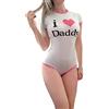 LittleForBig Tutina per pannolini per bebè per adulti (ABDL) Snap Crotch Pagliaccetto Pigiama - Modello di I Love Daddy